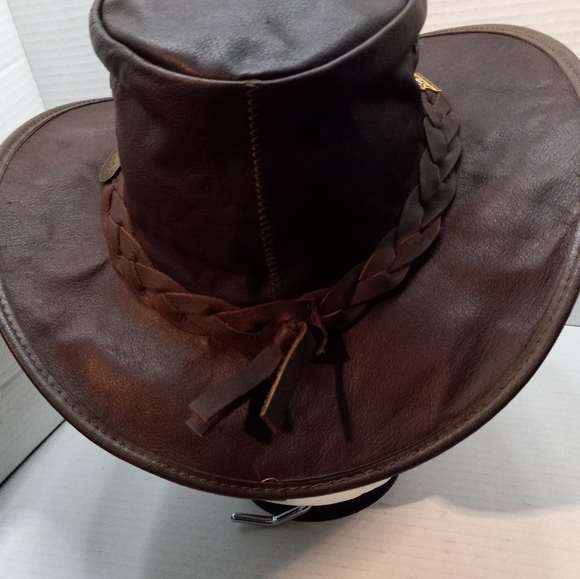 Barmah Aussie Sundowner Kangaroo Leather Waterproof Brown 12 1/2 in x 12 in Hat - Picture 4 of 12